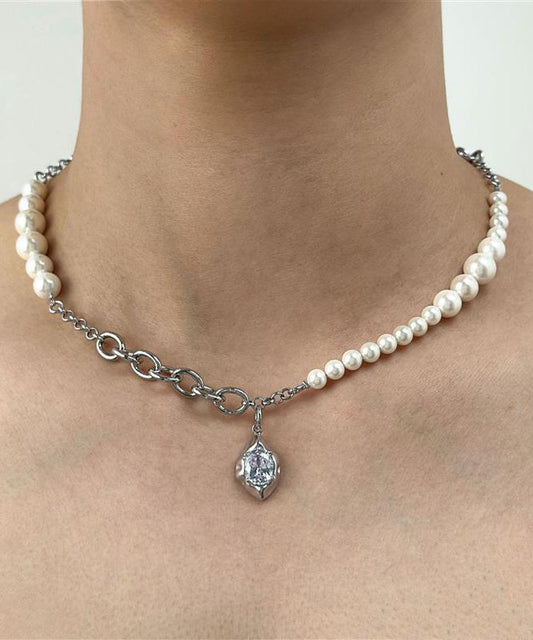 Steel Silk Pendant Drop Zircon Stainless Classy Pearl Water