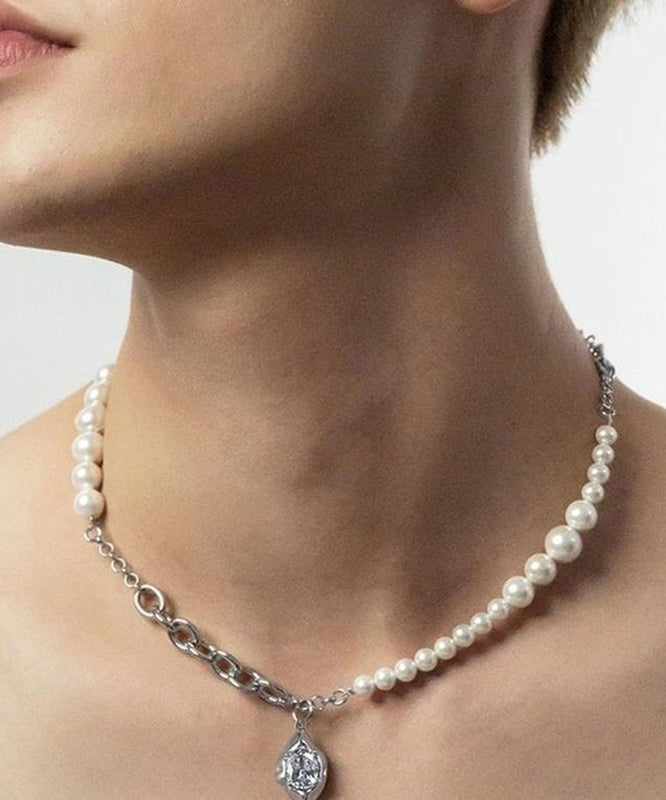 Steel Silk Pendant Drop Zircon Stainless Classy Pearl Water