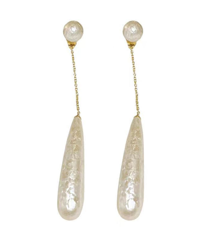 Earrings Drop Classy Water Tassel Pearl Alloy White