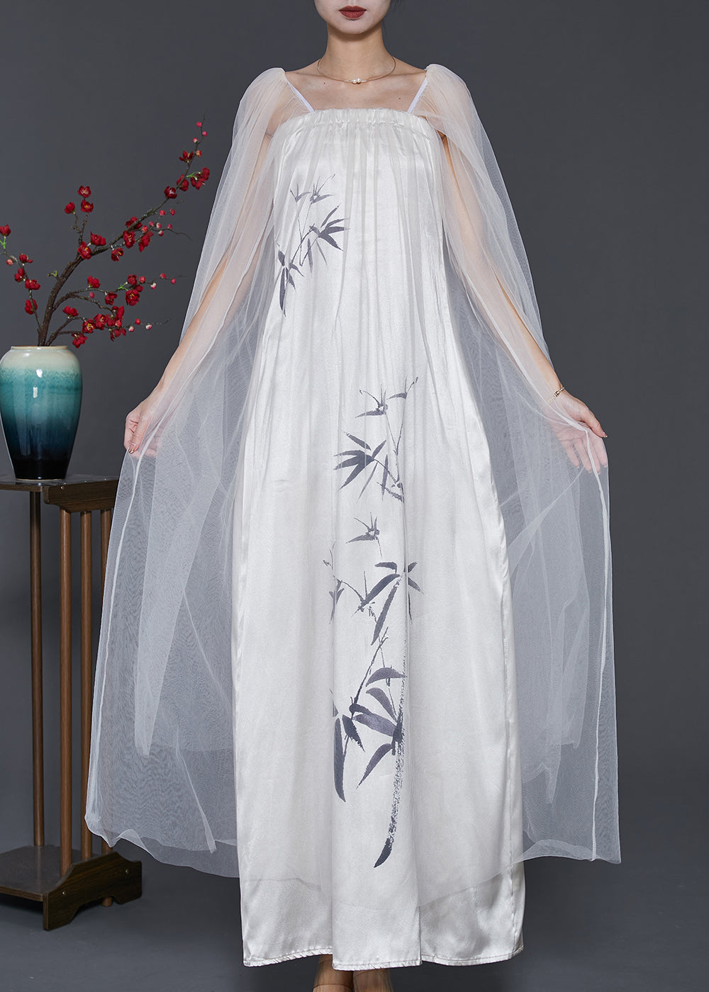 Classy White Cold Shoulder Patchwork Tulle Dress Summer SD1079