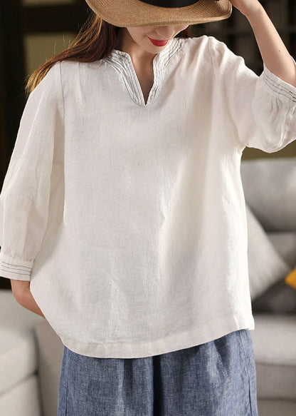 Tops Oversized Fall White Classy Linen Shirt