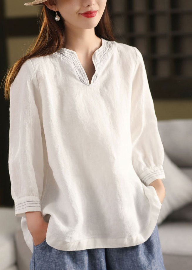 Tops Oversized Fall White Classy Linen Shirt
