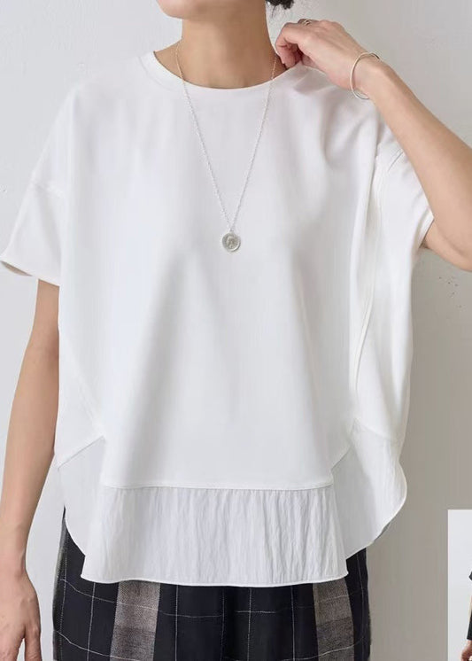 Summer Patchwork Oversized White Cotton Tank Classy