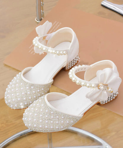 Sandals Zircon White Classy Strap Pearl Kids Buckle