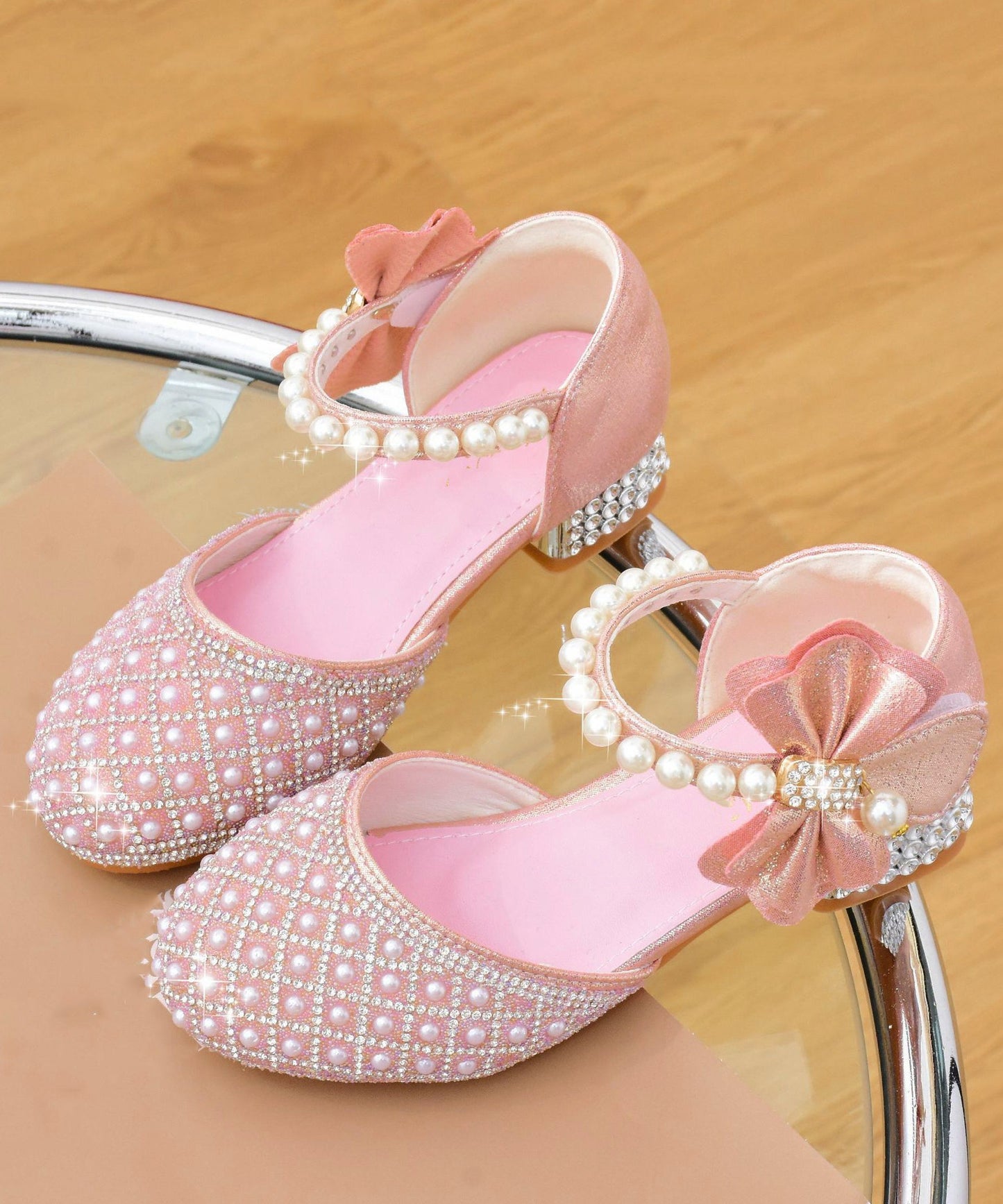 Sandals Zircon White Classy Strap Pearl Kids Buckle