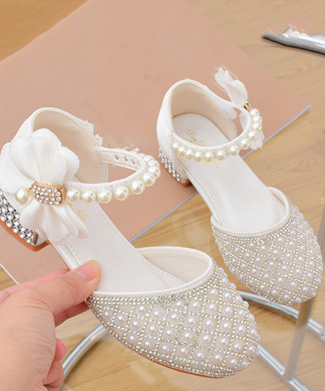 Sandals Zircon White Classy Strap Pearl Kids Buckle