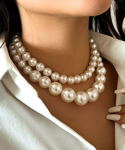 Gratuated Steel White Classy Necklace Tassel Stainless Pearl Bead