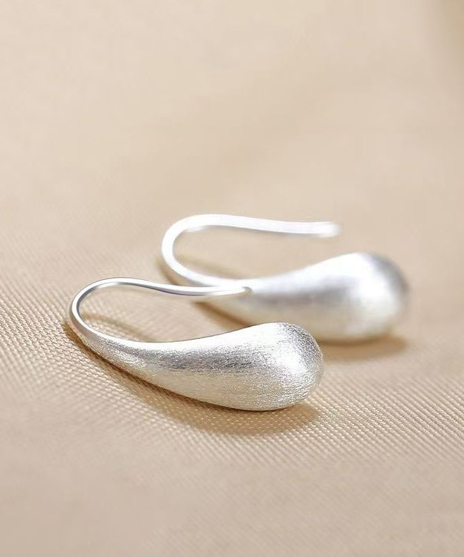 Water Hoop Classy Earrings White Silver Sterling Drop