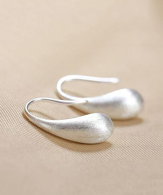 Water Hoop Classy Earrings White Silver Sterling Drop