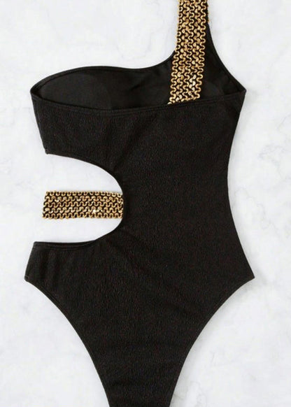 Chain Hollow Club Out Black Linked Bodysuit