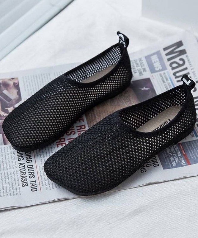Flat Comfortable Black Shoes Breathable Mesh