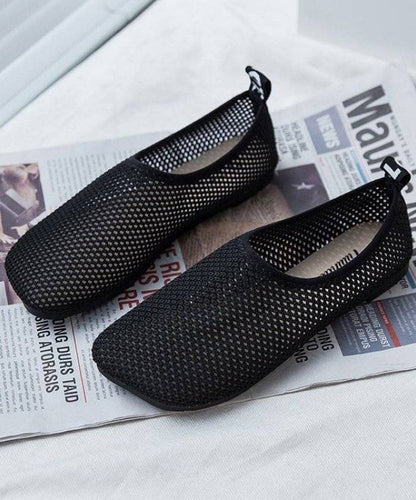 Flat Comfortable Black Shoes Breathable Mesh