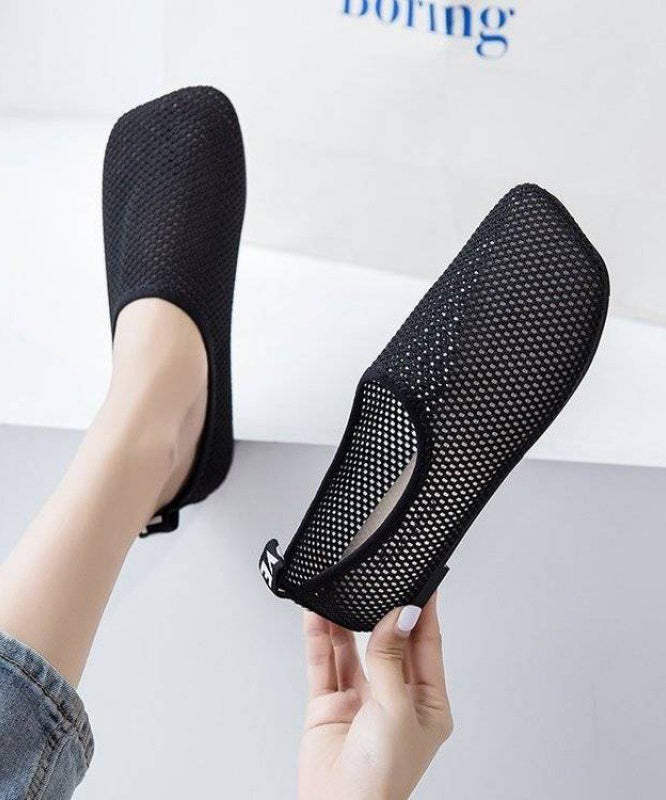 Flat Comfortable Black Shoes Breathable Mesh