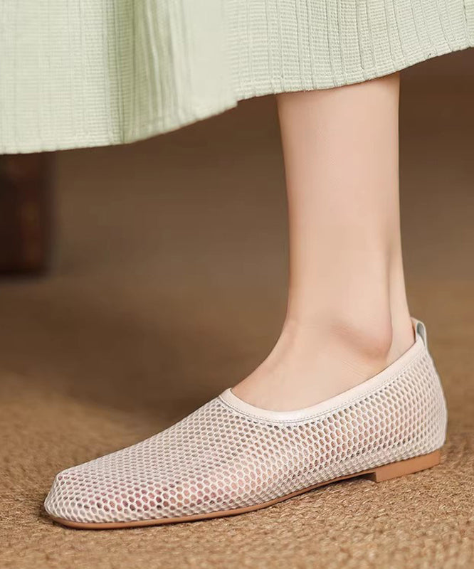 Hiking Comfortable Out Sandals Sheepskin Hollow Beige