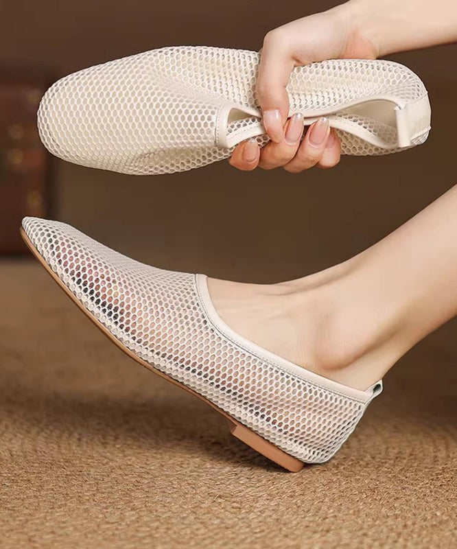 Hiking Comfortable Out Sandals Sheepskin Hollow Beige