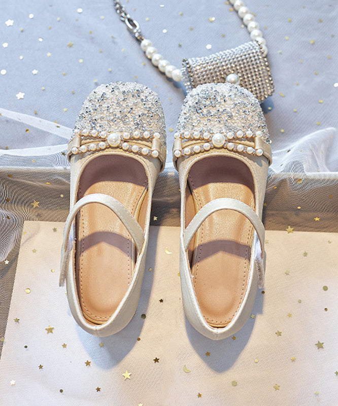 Flat Zircon Shoes Girls Apricot Feet Comfy Buckle Strap
