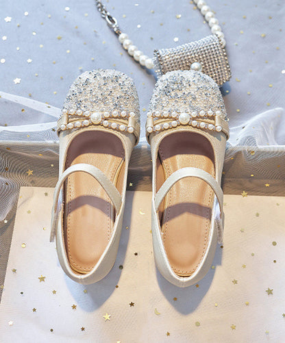 Flat Zircon Shoes Girls Apricot Feet Comfy Buckle Strap
