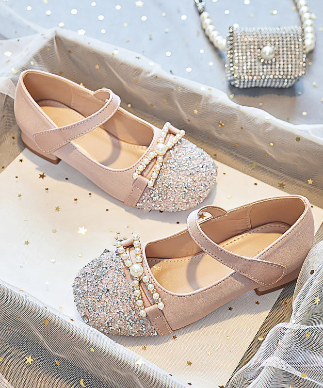Flat Zircon Shoes Girls Apricot Feet Comfy Buckle Strap