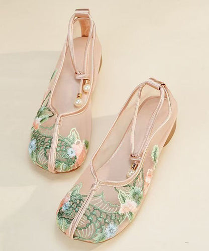 Shoes Breathable Embroidered Flat Green Mesh Comfy