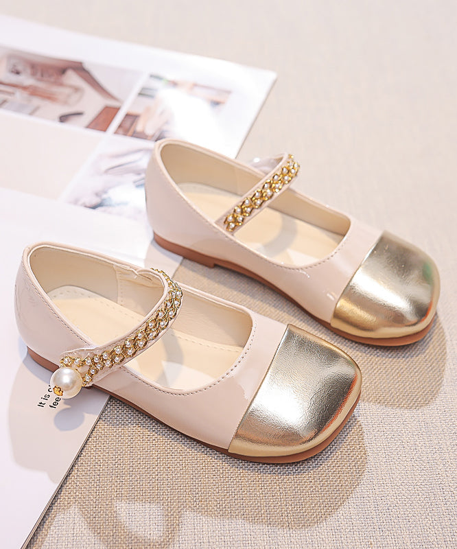 Feet Shoes Beige Kids Faux Girls Buckle Comfy Flat Leather Strap