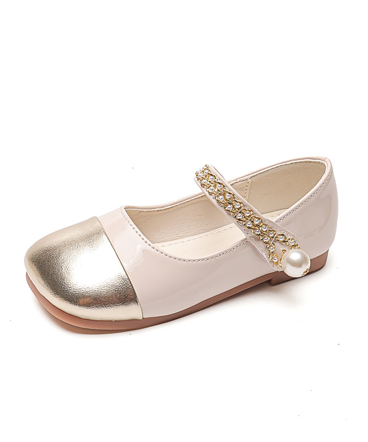 Feet Shoes Beige Kids Faux Girls Buckle Comfy Flat Leather Strap