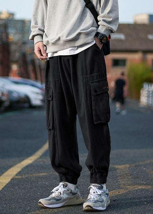 Green Fleece Warm Elastic Pants Waist Cool Men Beam Pockets Army