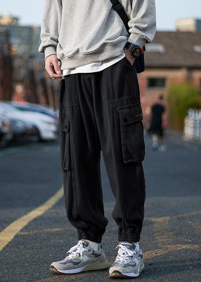 Green Fleece Warm Elastic Pants Waist Cool Men Beam Pockets Army