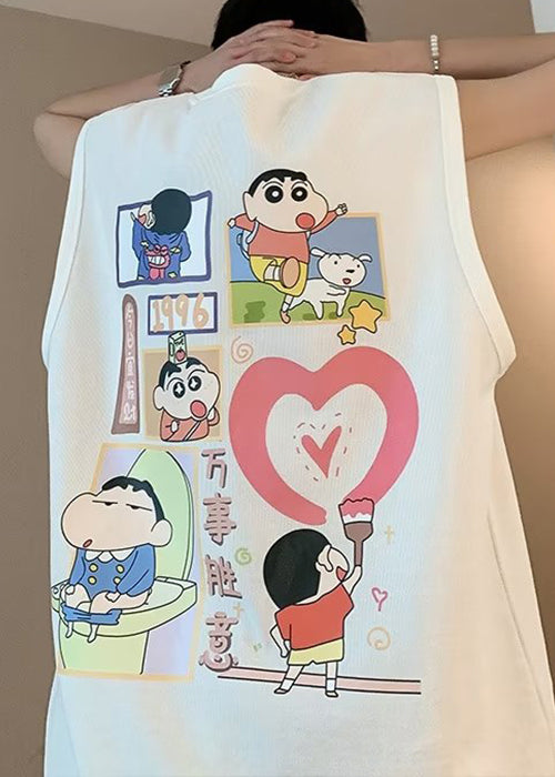 Tanks Men Cool Cotton Neck Black Summer Print Oversized O