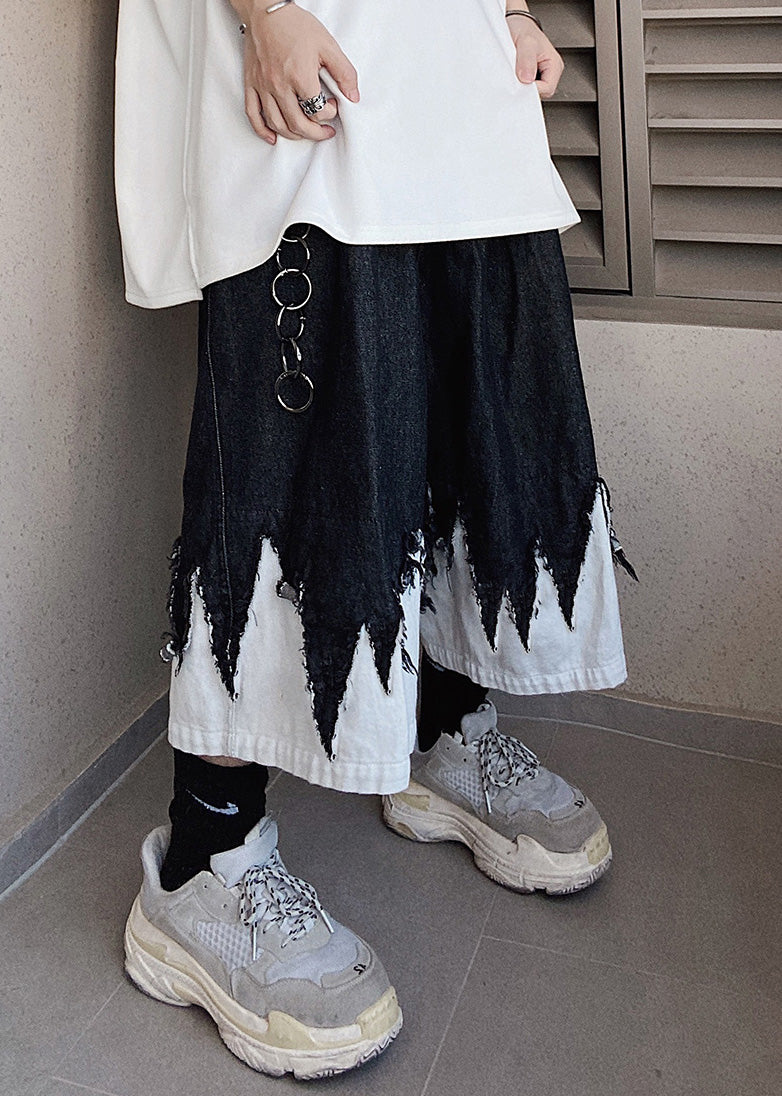 Original Black Patchwork Summer Men Design Shorts Denim Cool