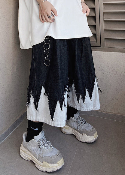 Original Black Patchwork Summer Men Design Shorts Denim Cool