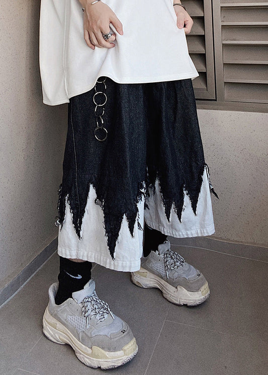 Original Black Patchwork Summer Men Design Shorts Denim Cool