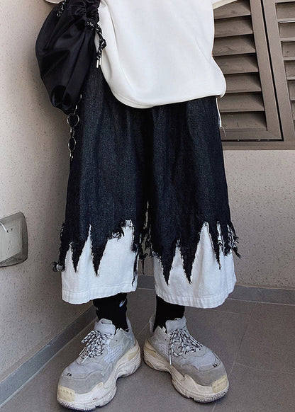 Original Black Patchwork Summer Men Design Shorts Denim Cool