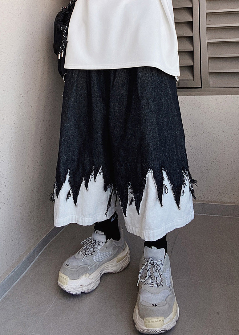 Original Black Patchwork Summer Men Design Shorts Denim Cool