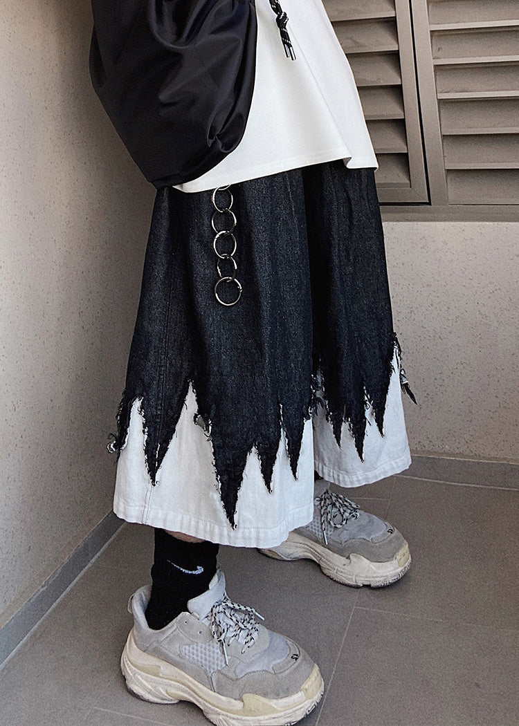 Original Black Patchwork Summer Men Design Shorts Denim Cool