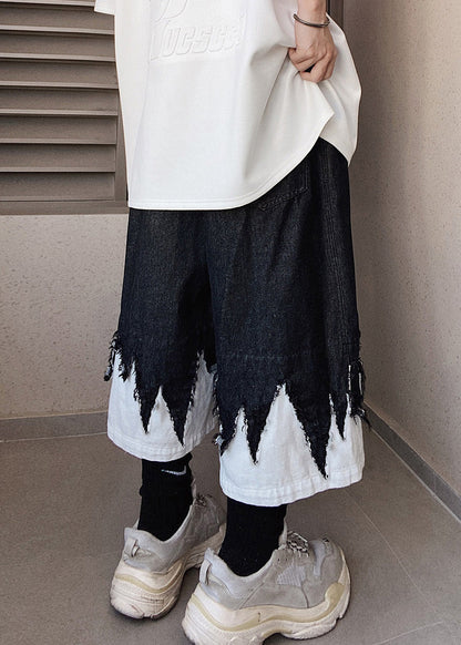 Original Black Patchwork Summer Men Design Shorts Denim Cool