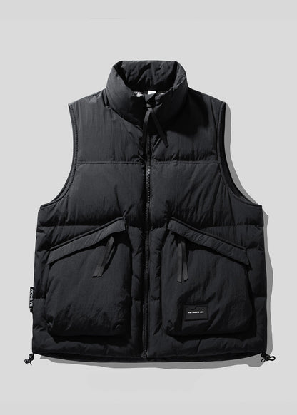 Cool Brown Stand Collar Zip Up Duck Down Men Vests Winter TK022