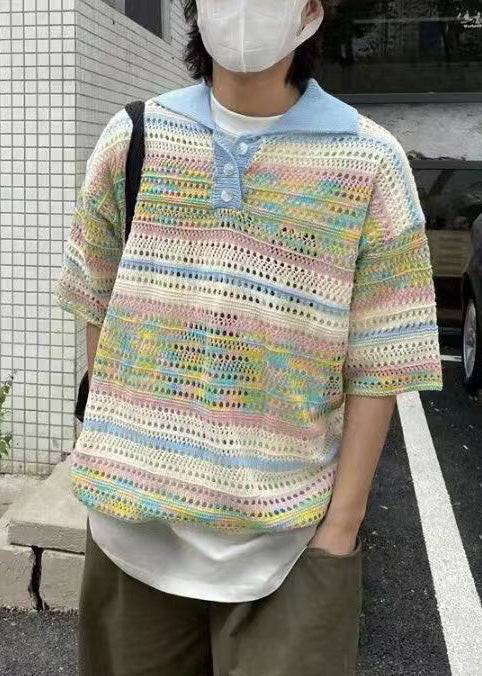 Shirts Summer Polo Print Out Cool Hollow Knit