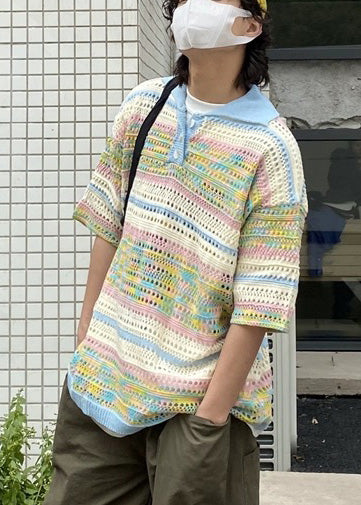 Shirts Summer Polo Print Out Cool Hollow Knit