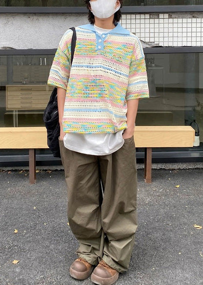 Shirts Summer Polo Print Out Cool Hollow Knit
