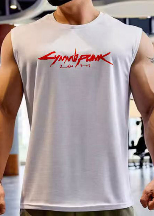 Tank Cotton Men's Sleeveless Cozy Print Khaki Cool