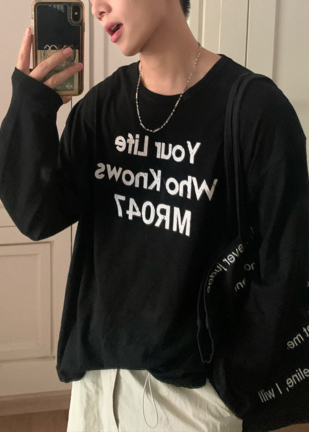 Cool Yellow O Neck Graphic Cotton Men T Shirt Fall WJ002