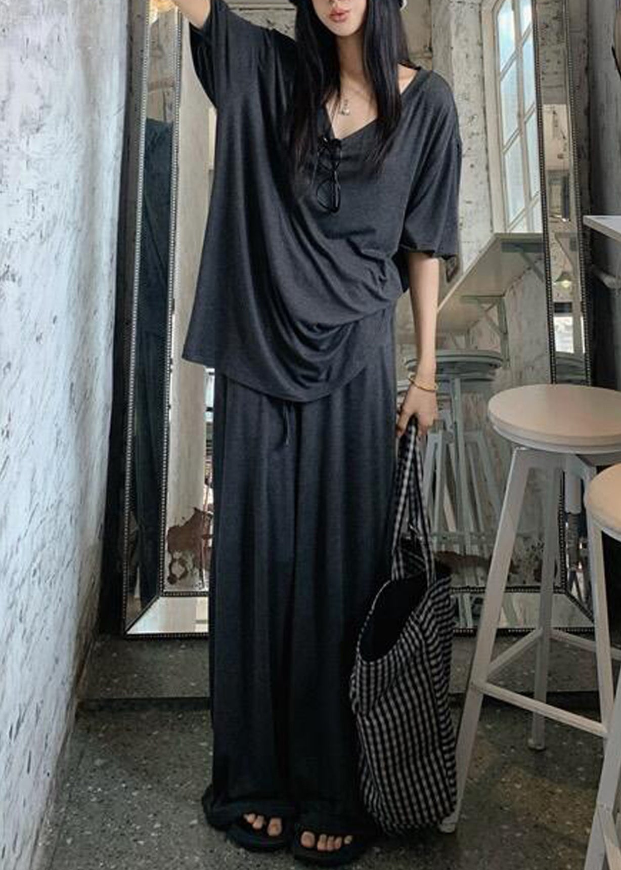 Pieces Cotton Cozy Fall Grey Set Oversized Two