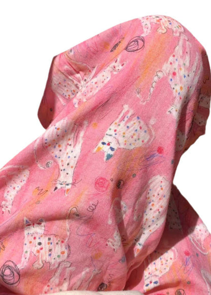 Pajamas Pink Waist Summer Print Cozy Pants Elastic Cotton