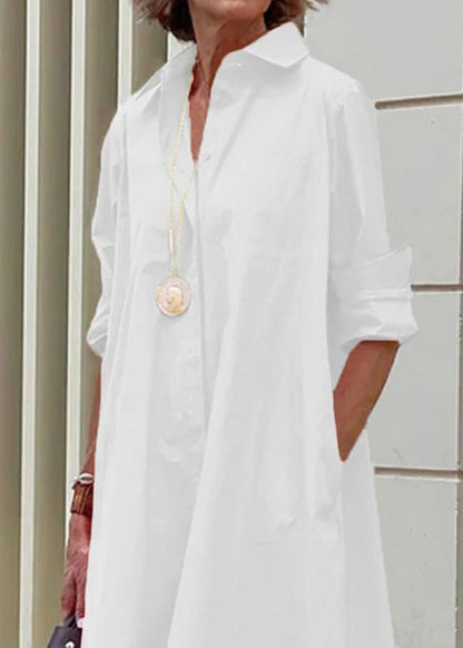 Peter Collar Pan Women's Long White Cross Simple Loose Border