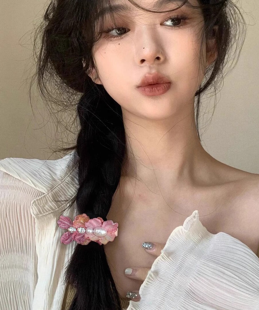 Alloy Pearl Floral Blue Hairpin Zircon Cute