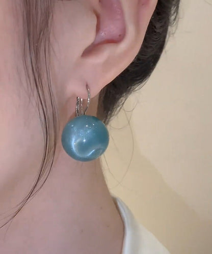 Silver Ball Drop Sterling Earrings Cute Blue
