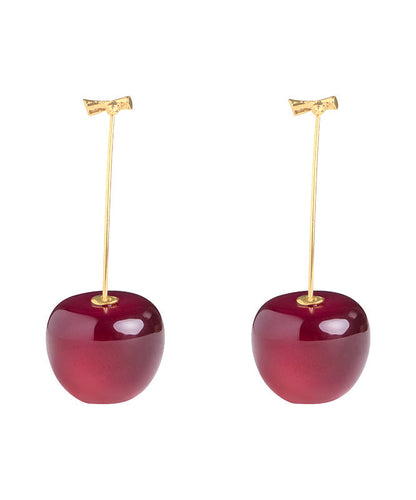 Cute Orange Alloy Acrylic Cherry Drop Earrings KX1044