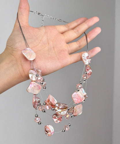 Layered Alloy Pendant Shell Cute Pink Necklace