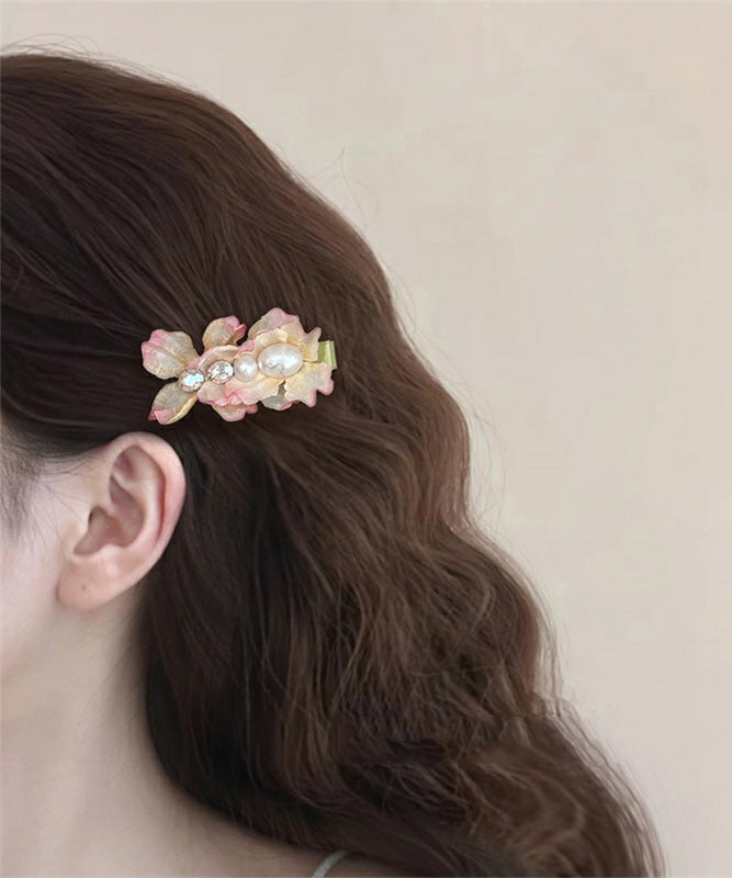 Pink Alloy Floral Cute Cloth Zircon Acrylic Hairpin
