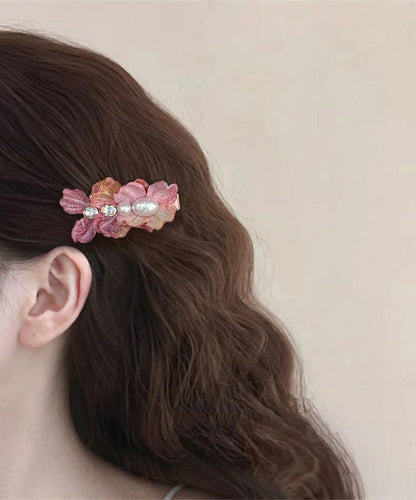 Pink Alloy Floral Cute Cloth Zircon Acrylic Hairpin